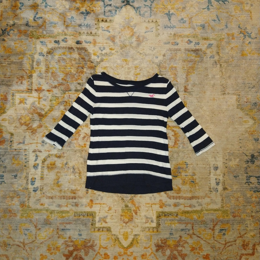 Hollister Navy and White Striped Top